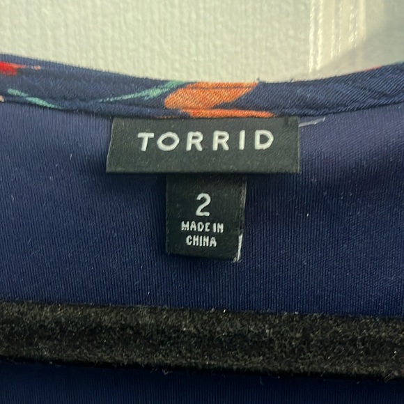 Torrid Size 2 Floral lace up dress.  Knee length - midi depending on height - Picture 3 of 7